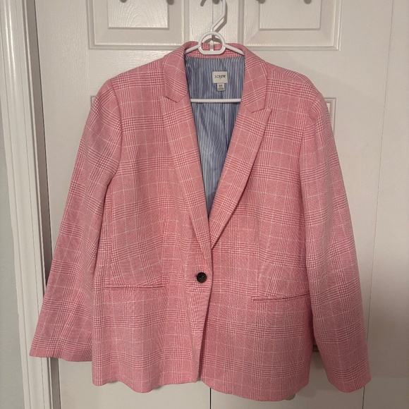 J. Crew Jackets & Blazers - JCrew Pink Plaid Blazer Size 22